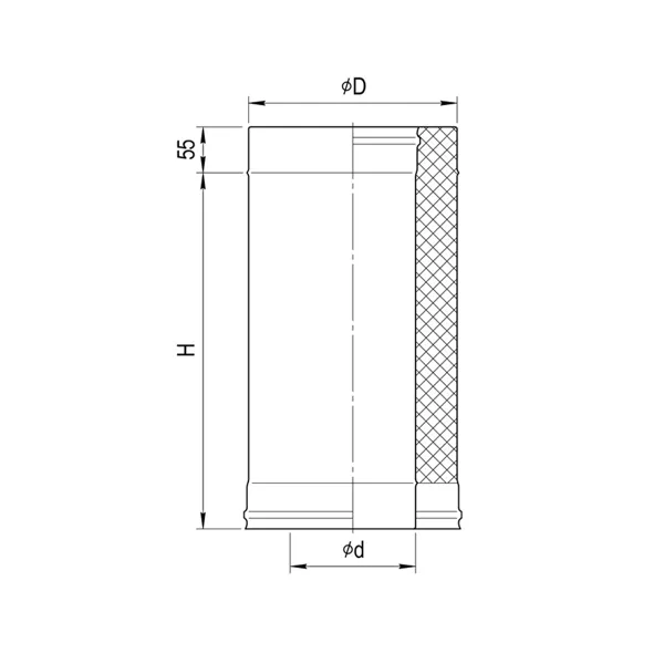 Ferrum Труба Сэндвич 1.0 м Ø110*200 мм (AISI 430/0.5мм + Zn  оц.)