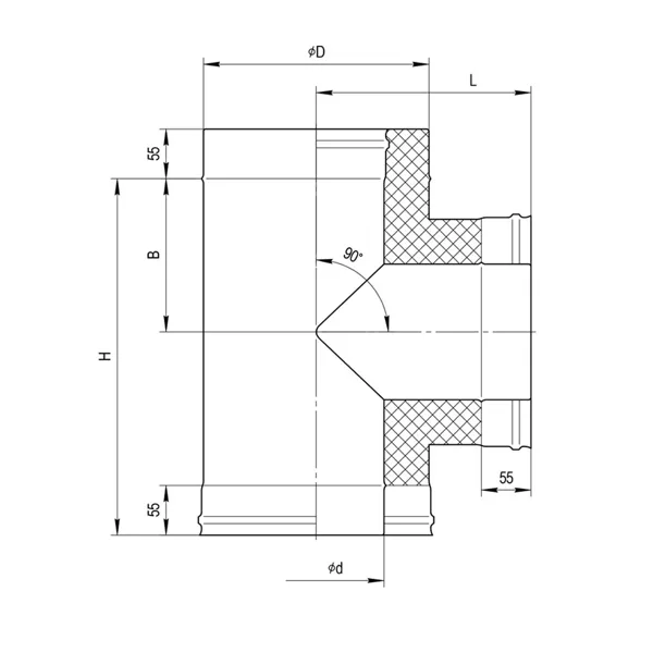 Сэндвич тройник 90°