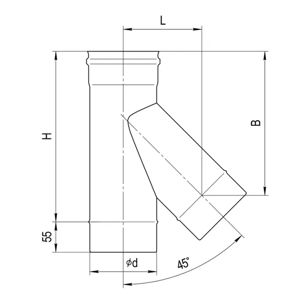 Ferrum Тройник-К одностенный 135° Ø100 мм (AISI 430  0.5 мм)